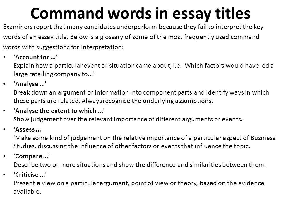 Glossary of Task Words